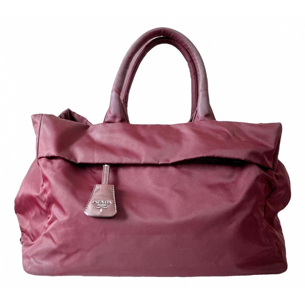 Prada burgundy Tessuto nylon large travel tote bag